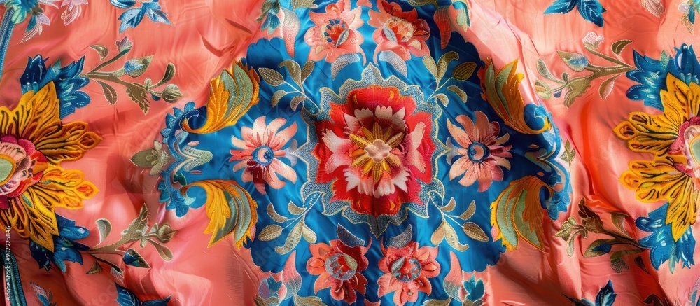 Aufkleber patterned tablecloth creating a backdrop with copy space image