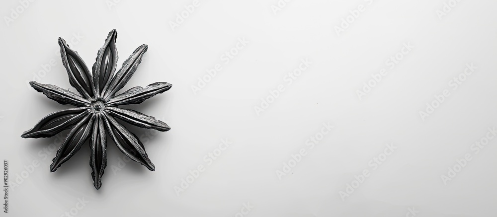 Poster monochrome star anise in a stylish way against a blank background for a copy space image