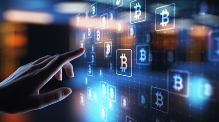 Bitcoin cryptocurrency trading and investment concept. Financial technology, Fintech and digital...
