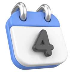 3D calendar. Day 4. Fourth day of the month. 3D illustration.