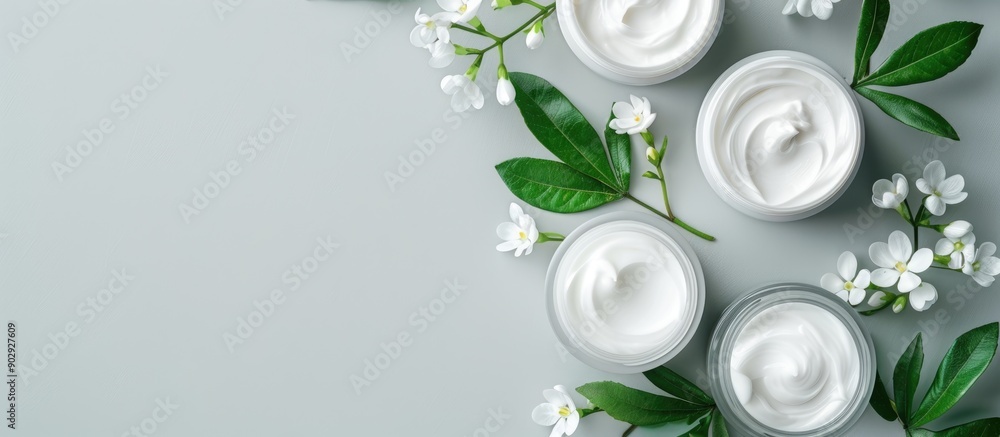 Poster Samples of moisturizer products with copy space image
