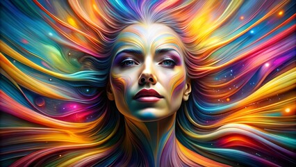 Whirlwind of Hues: An Abstract Face in Motion  Generative AI