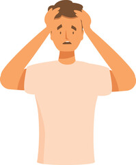 Fototapeta premium Young man is experiencing frustration and holding his head with his hands