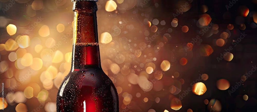 Poster Wine bottle with copy space image Wine is seen as a divine creation while beer is associated with human craftsmanship