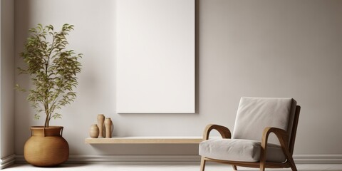 Minimalist Living Room Interior Design with a Modern Armchair and a Plant