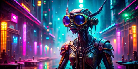 Cyberpunk Robot in Neon City