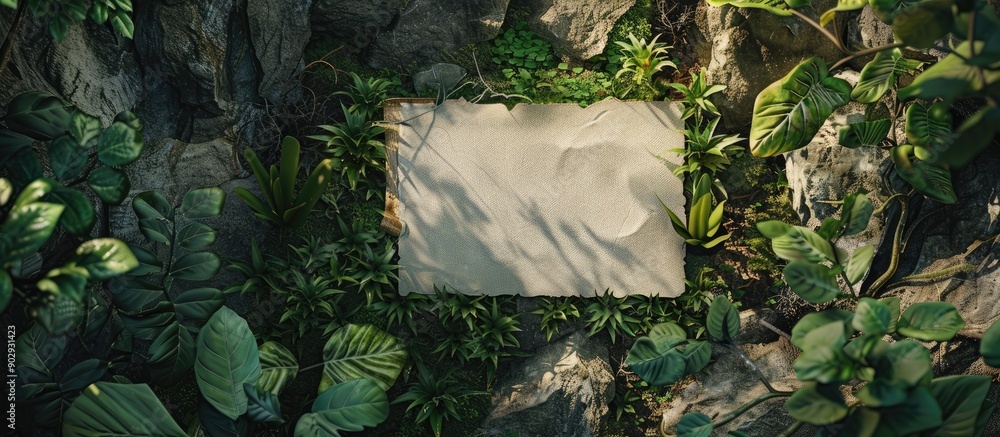 Poster Mock up of a natural setting with a blank note providing ample copy space image