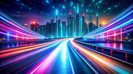 Neon Highway Tapestry: A Symphony of Light and Motion  generative AI