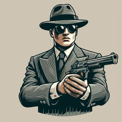 mafia person character vector illustration. vintage style design