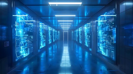 High Tech Hospital with Holographic Medical Displays and Futuristic Data Visualization