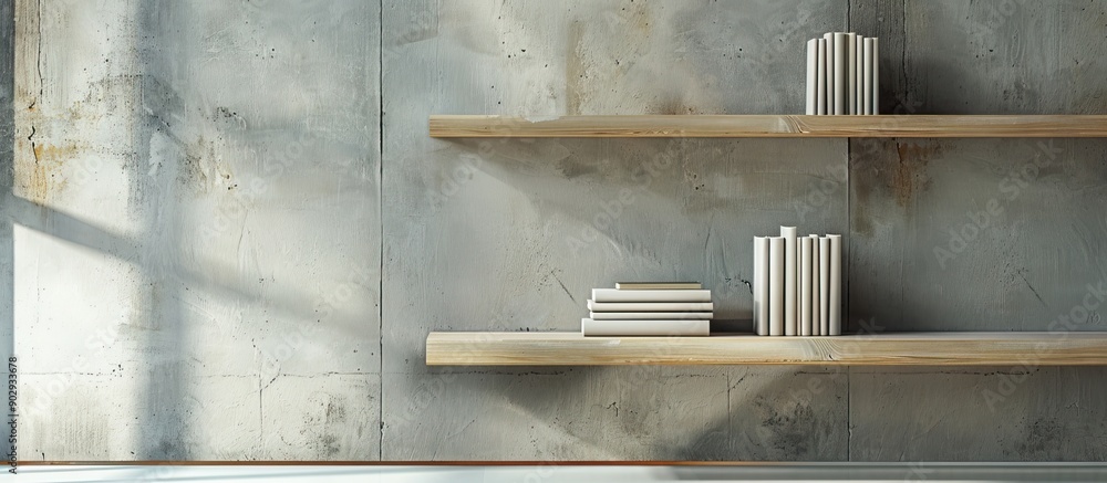 Poster a studio image featuring an vacant shelf with ample copy space image