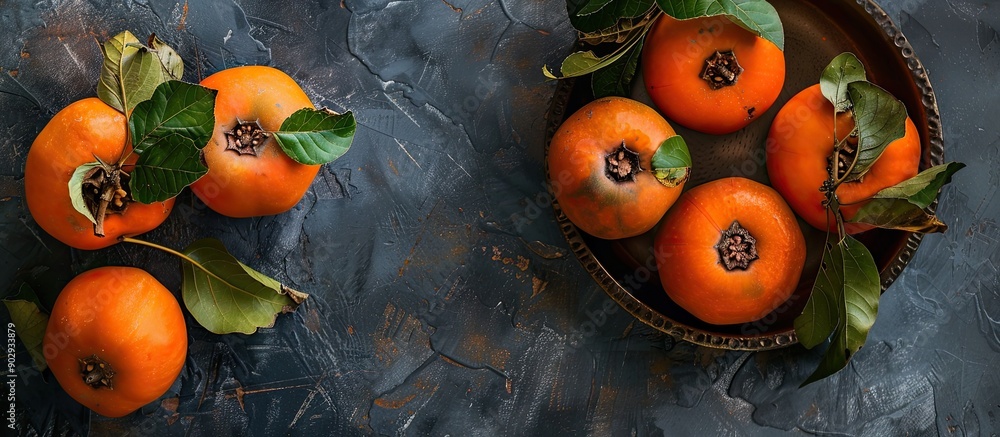 Poster persimmons are a nutritious tropical fruit that can be a healthy addition to any meal ideal for phot