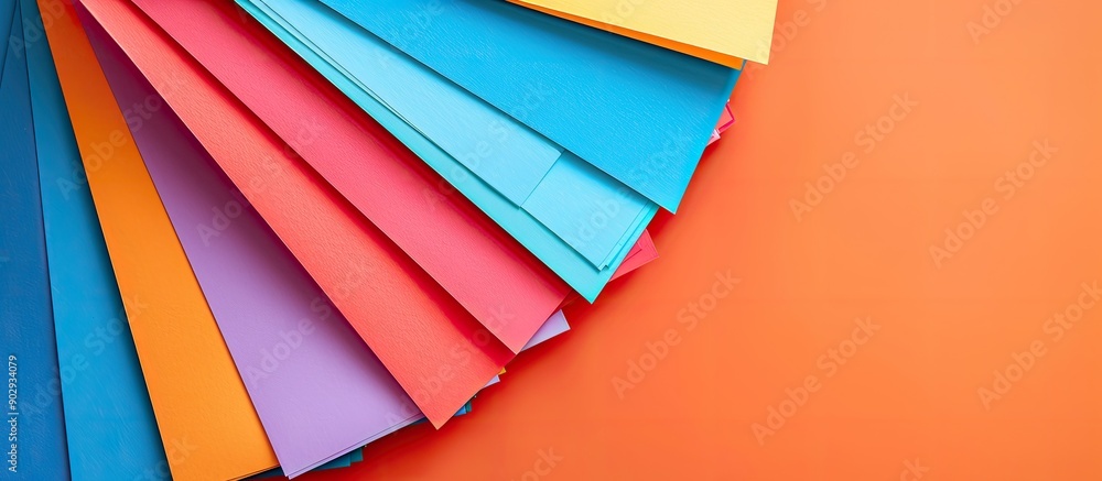 Aufkleber organic colored paper sheets with copy space image