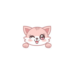 Kitty cute wink vector