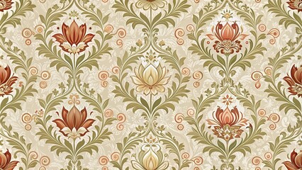 Elegant and intricate floral wallpaper seamless pattern , flowers, botanical, feminine, vintage, delicate, retro, bloom