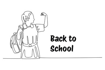 Back to school concept. Single line draw design vector graphic illustration.