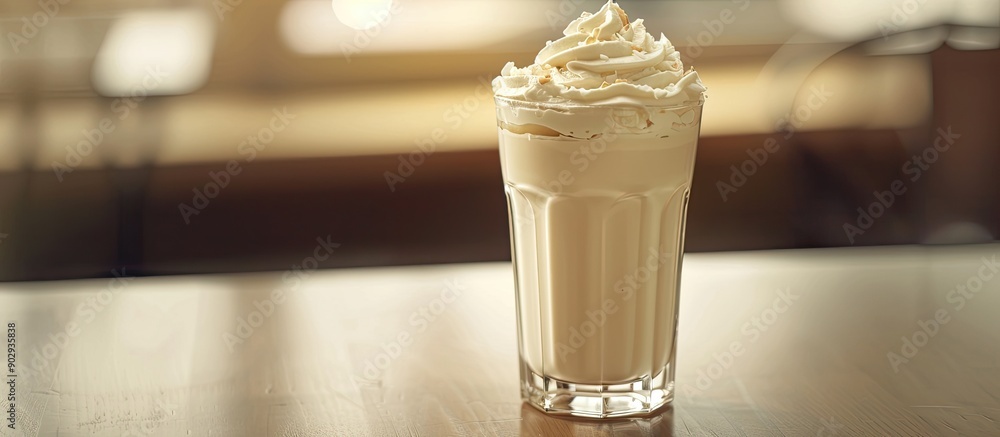 Aufkleber a glass with a milkshake topped with whipped cream designed to leave space for an image. creative ba