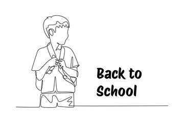 Back to school concept. Single line draw design vector graphic illustration.