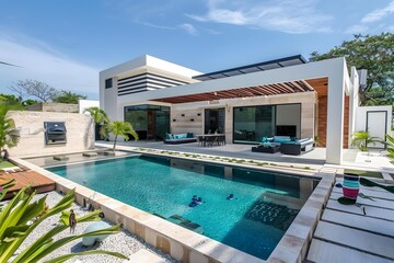 Fototapeta premium Modern Luxury Villa with Private Swimming Pool and Patio