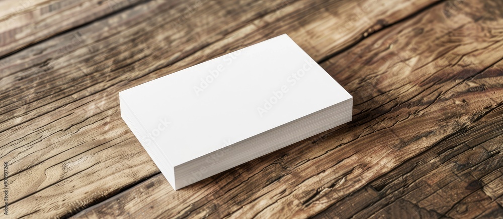 Poster wooden background with a blank business card stylish branding mock up on a designer s desk with spac