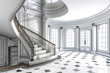 Fototapeta premium Modern Staircase. Contemporary interior design concept