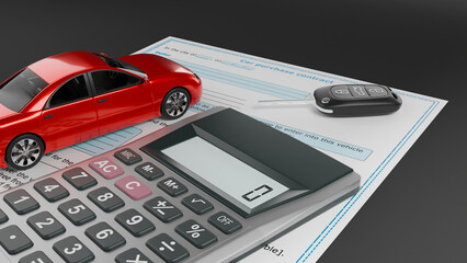 rental car, rent payment, vehicle tax payment, car insurance, vehicle purchase, new car purchase, purchase and sale contract, purchase and sale, 3d illustration