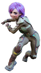 Fototapeta premium 3D Rendering Anime Astronaut Girl on White