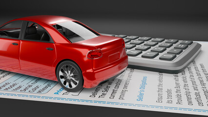 car purchase, new car, tax payment, rental car, rent payment, 3d illustration