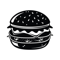 A hamburger hand-drawn silhouette vector art illustration