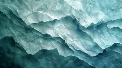 Fototapeta premium Abstract Waves of Crumpled Paper in Shades of Blue and Teal