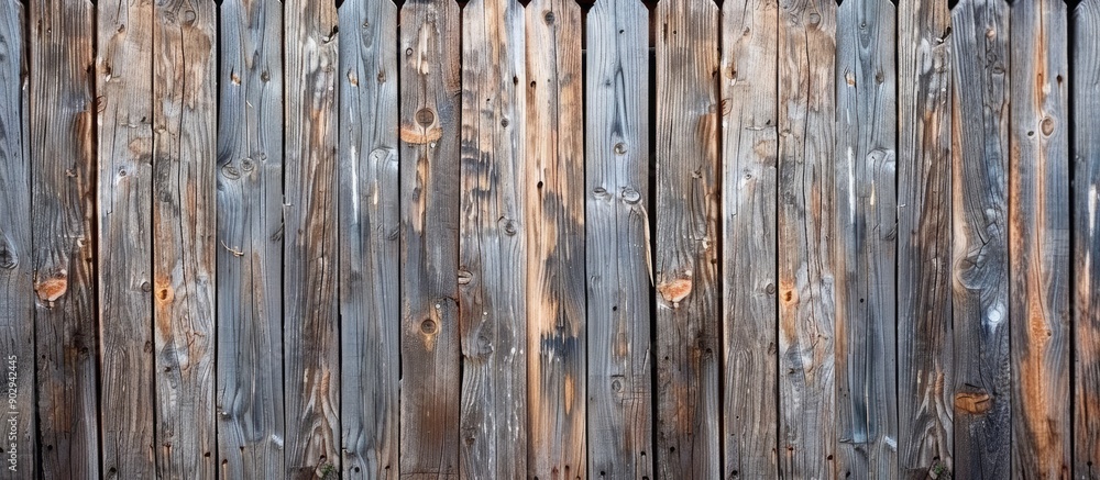 Poster Rustic wooden fence created using forest sourced scrap wood with a copy space image