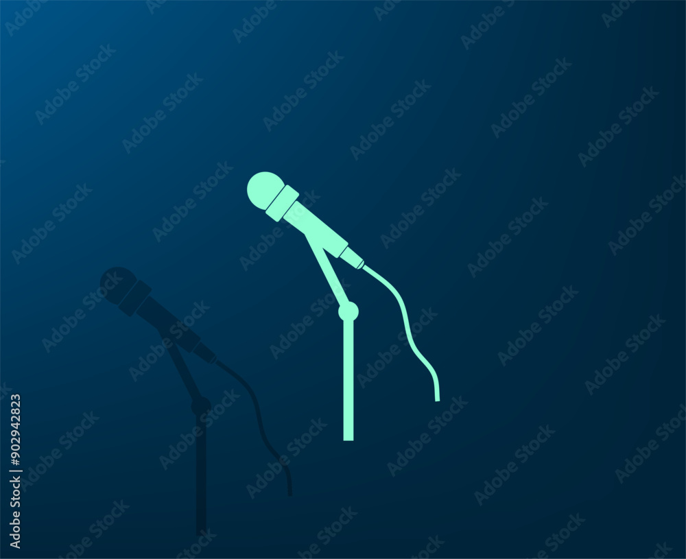 Poster vector illustration with shadow on blue background with gradient