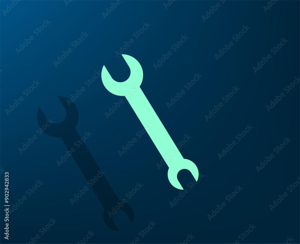 Poster vector illustration with shadow on blue background with gradient