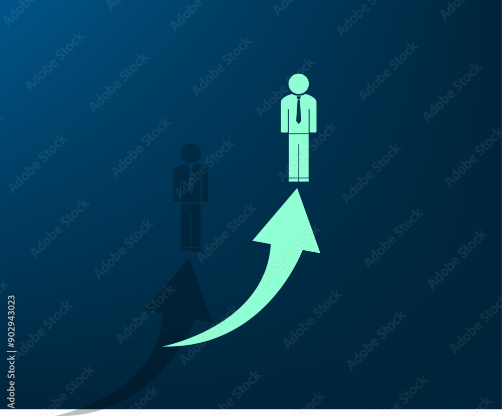 Poster vector illustration with shadow on blue background with gradient