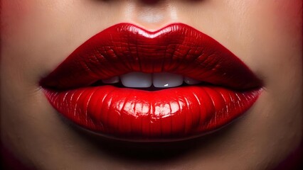 Obraz premium A Symphony of Scarlet: Exploring the Sensuality of Lips Generative AI