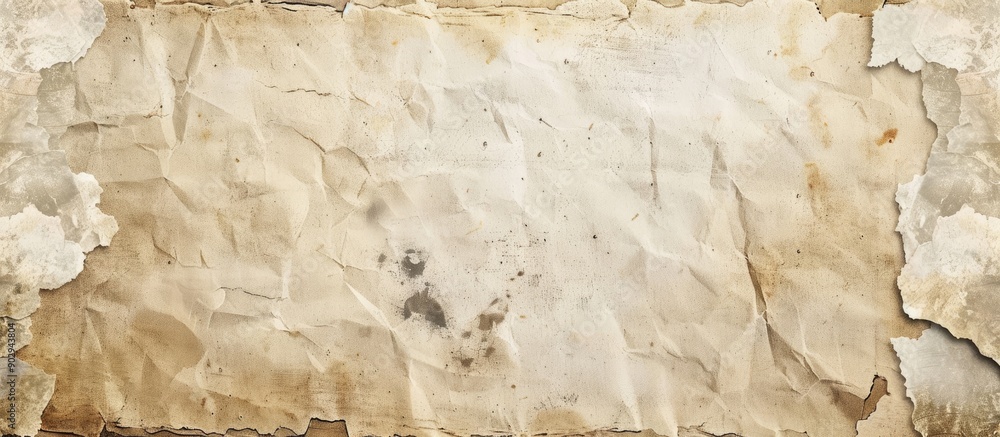 Poster Vintage paper texture with a rough faded surface ideal as a blank page for text placement with white background copy space image suitable for retro and grunge design