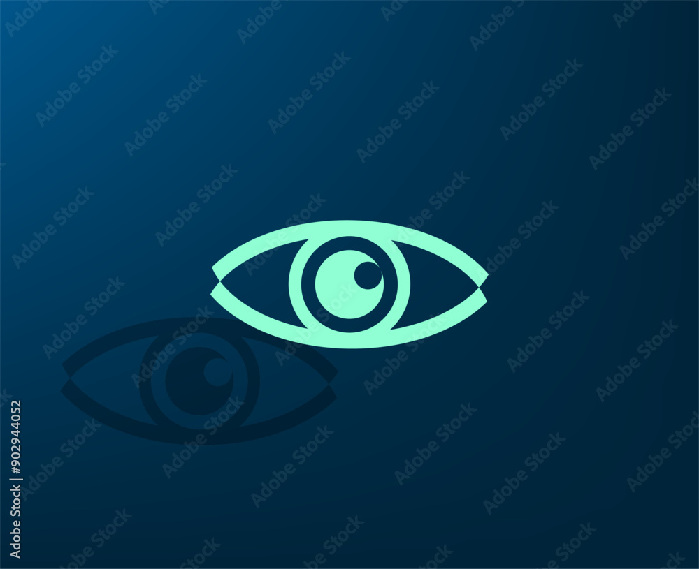 Poster vector illustration with shadow on blue background with gradient