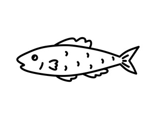 Fish isolated on white background. Vector hand-drawn illustration in doodle style. Perfect for logo, various designs. Underwater world.