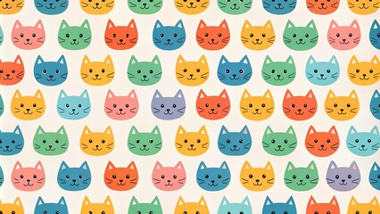 Feline Symphony: A Colorful Cat Face Pattern  Generative AI