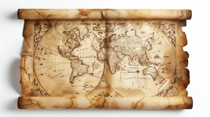 old world map on white background