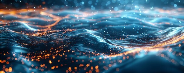 Fototapeta premium Water pollution detection, digital sensors, holographic visualization, modern technology