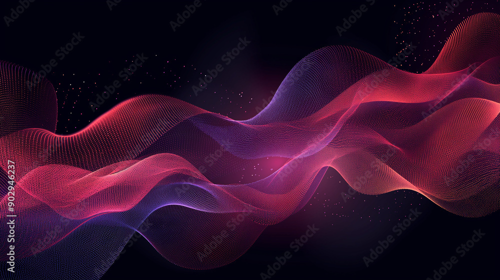 Poster abstract background with a dynamic wave of particles, representing big data and modern technology.