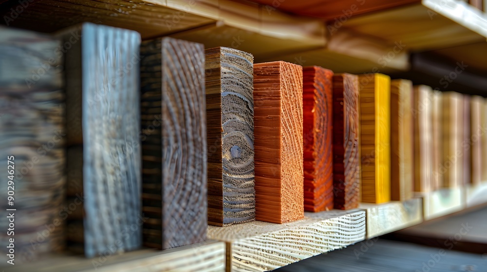 Poster a colorful display of wooden blocks on a shelf