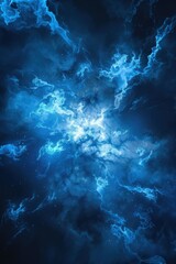 Obraz premium A blue and orange sky with clouds. The sky is filled with clouds and the colors are vibrant