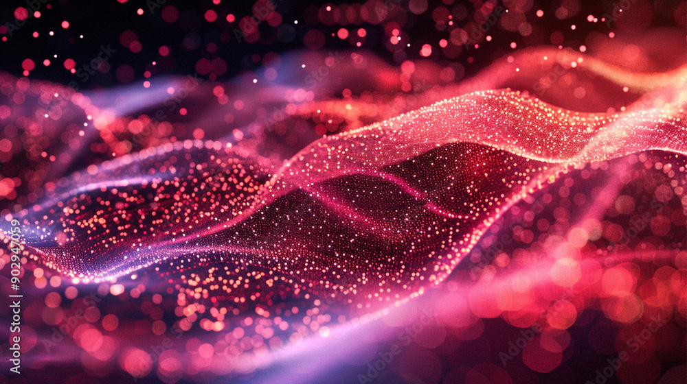Poster abstract background with a dynamic wave of particles, representing big data and modern technology.
