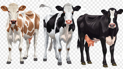 cows on a white background, isolated