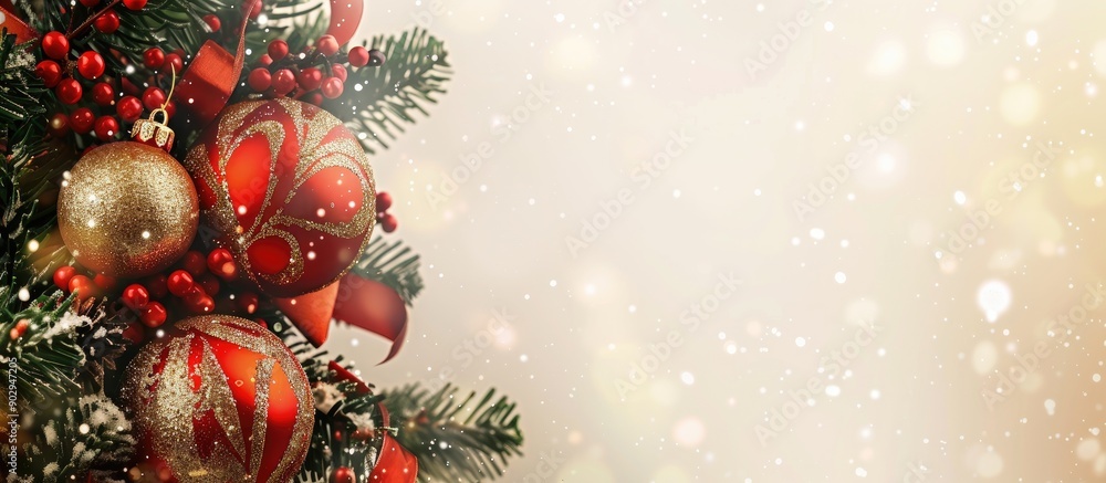 Poster season s greetings with a copy space image for your personal message on a festive card for both chri