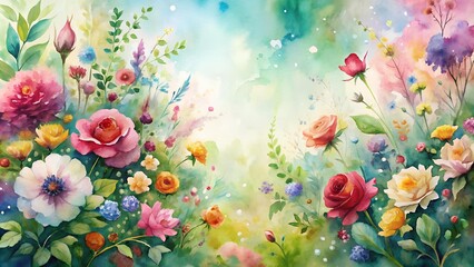 A Symphony of Watercolor Blooms: An Abstract Celebration of Love and Growth  Generative AI