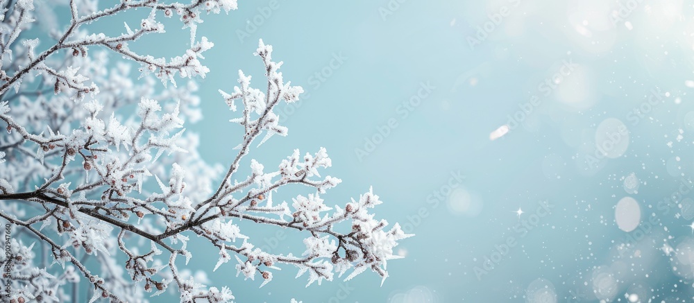 Aufkleber frosted branches with plenty of copy space on the background image