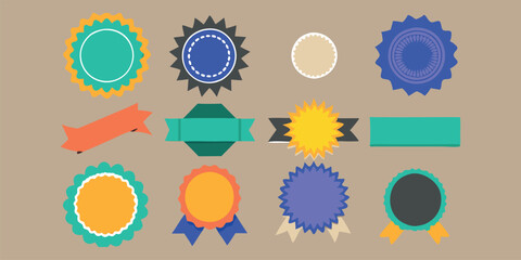 Coupon bundle for sale with blank labels. In vector format, starburst sticker, price reduction tags, ribbon, promo badge, and blank corners. Sunburst symbol, vivid callout, and retro color special off